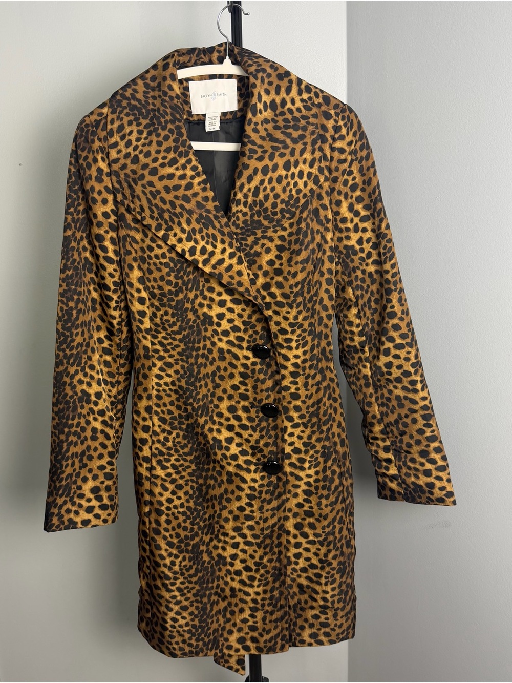 Jaclyn Smith Leopard Print Long Coat - Brown Animal Print Jacket size medium - Picture 2 of 7